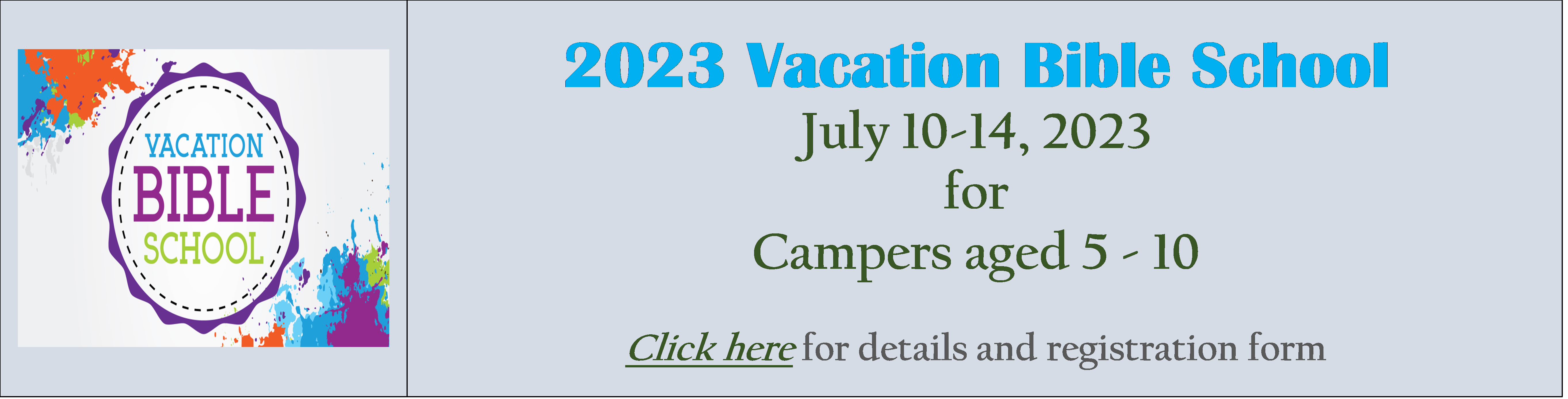 2023 Vacation Bible School-Letter to Parents & Registration Form
